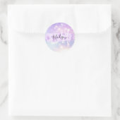 Girly Sparkly Unicorn Rainbow Hearts Monogram Ronde Sticker (Tas)