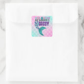 Girly Splashy Sassy Pink Paars Green Mermaid Tail Vierkante Sticker (Tas)