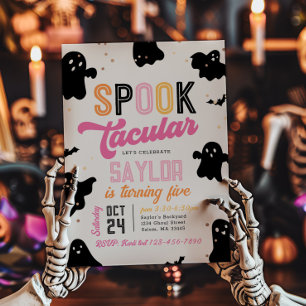 Girly Spooktacular Halloween Verjaardag Uitnodigin Kaart
