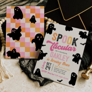 Girly Spooktacular Halloween Verjaardag Uitnodigin Kaart