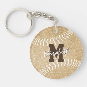 Girly Sports Gold Monogrammed Softball Bag label Sleutelhanger