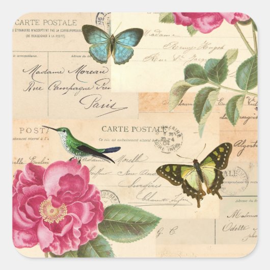 Girly  sticker w / rozen en vlinders (Voorkant)