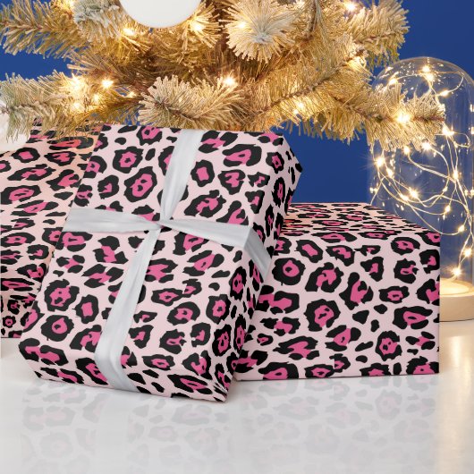 Girly stijlvolle luipaard dierenprint roze chic cadeaupapier (Feestdagen)