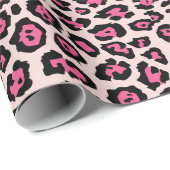 Girly stijlvolle luipaard dierenprint roze chic cadeaupapier (Rol Hoek)