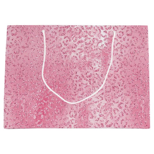  Girly Sugar Pink Glitter Luipaard Groot Cadeauzakje (Voorkant)