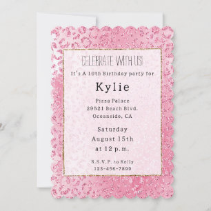  Girly Sugar Pink Glitter Luipaard Kaart