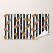 Girly Summer Pineapple Pattern | Zwarte streep Bad Handdoek (Handdoek)