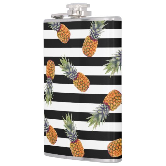 Girly Summer Pineapple Pattern | Zwarte streep Heupfles (Links)