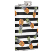 Girly Summer Pineapple Pattern | Zwarte streep Heupfles (Rechts)