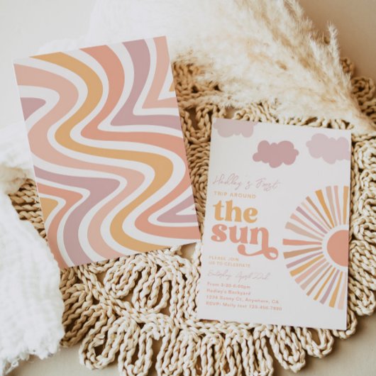 Girly Sun eerste verjaardag uitnodiging