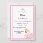 Girly Swan 2e anniversaire carte d'invitation (Devant)