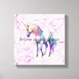 Girly Swirly Pink Eenhoorn Swirls Canvas Afdruk