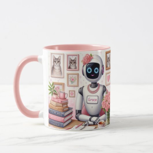 Girly Tech AI Robot Grace Pink Sparkle Mok (Links)