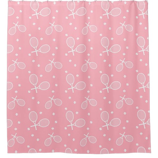 Girly Tennis Pink Racquets & Balls Pattern Douchegordijn (Voorkant)