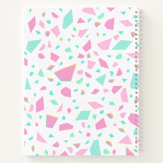 Girly Terrazzo Patroon Roze en Groen Notitieboek (Achterkant)