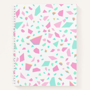 Girly Terrazzo Patroon Roze en Groen Notitieboek