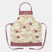Girly Theepot Tea Cup Snoep Patroon Script Naam Schort (Voorkant)