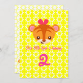 Girly Tiger Invitation Kaart (Voorkant / Achterkant)