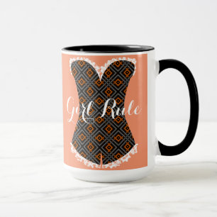 Girly Time Corset Geometric Black 15 oz Ringer Mok