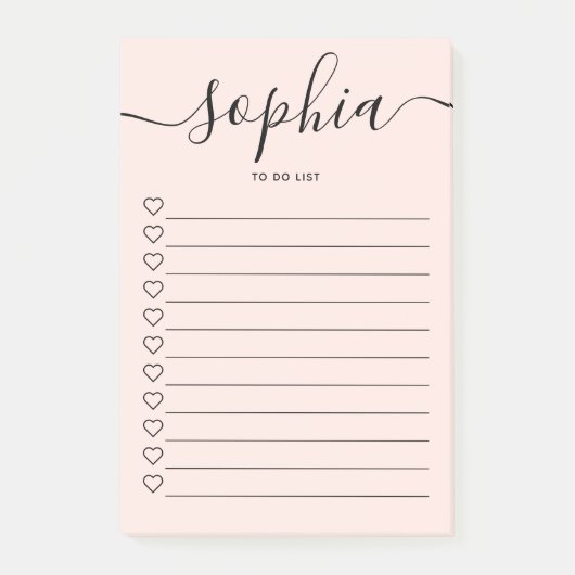 Girly to do list monogram kalligrafie roze post-it® notes (Voorkant)
