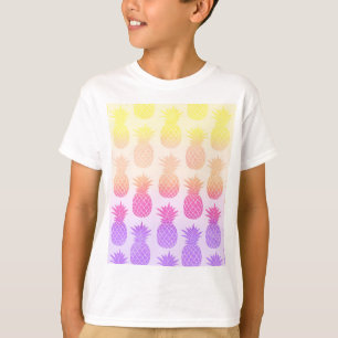 Girly Topical Rainbow Summer Pineapples Patroon T-shirt