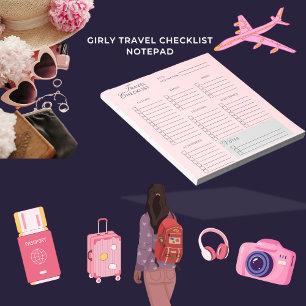Girly Travel Checklist Roze Esthetisch Notitieblok