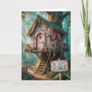 Girly Treehouse voor de verjaardag van kleindochte Kaart