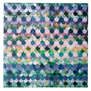 Girly Trend Blue Mermaid Fish Scales Tegeltje