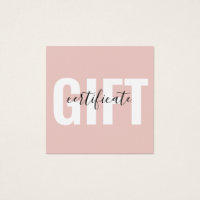 Girly Trendy Blush Pink Business Gift Certificate