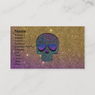 Girly Trendy Faux Glitter Skull Visitekaartje