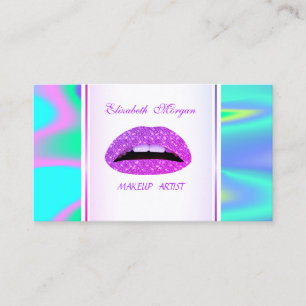 Girly Trendy Modern Elegant Lips Holographic Visitekaartje
