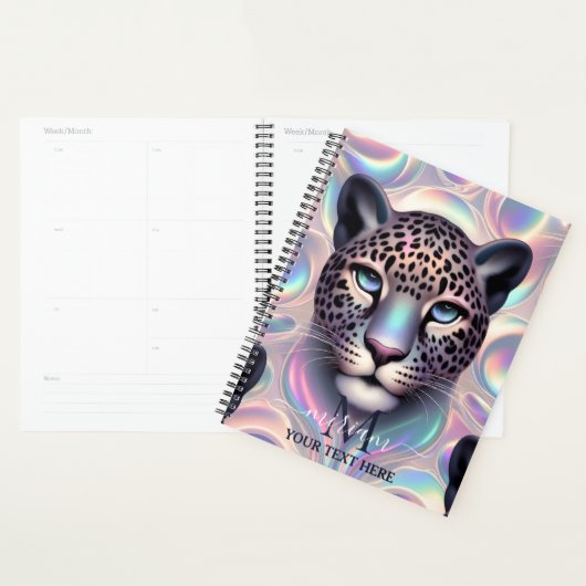 Girly Trendy Opal Leopard Print Monogram Softcover (Devant avec enveloppe)