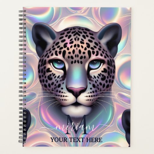 Girly Trendy Opal Leopard Print Monogram Softcover Planner (Voorkant)
