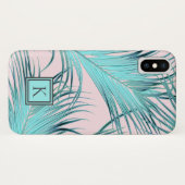 Girly Tropical Island Palm Fronds with Monogram Case-Mate iPhone Case (Achterkant (horizontaal))