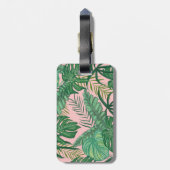 Girly Tropical Palm Leaf Roze Bagagelabel (Achterkant verticaal)