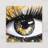 Girly Turquoise Gold Glitter Wimper Make-up Arties Vierkante Visitekaartje (Voorkant)
