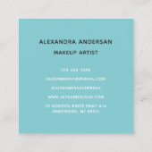 Girly Turquoise Gold Glitter Wimper Make-up Arties Vierkante Visitekaartje (Achterkant)