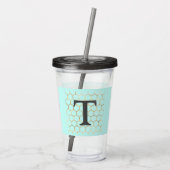 Girly Turquoise Green Gold Hexagon Monogram Acryl Drinkbeker (Achterkant)