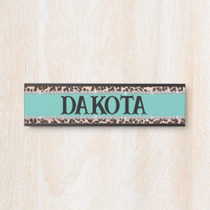 Girly Turquoise Leopard Diamond Custom Horse Stall Deurbordje