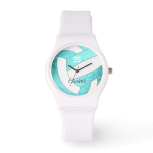 girly turquoise volleyball player name horloge
