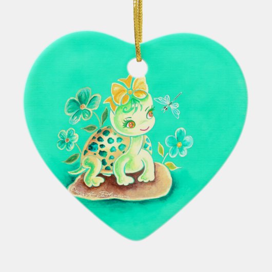 Girly Turtle Keramisch Ornament (Voorkant)