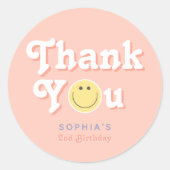 Girly Two Groovy 2e verjaardag Dank je wel Ronde Sticker (Voorkant)
