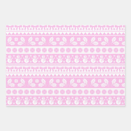 Girly Ugly Sweater Roze, Rood en Groen Kerstmis Inpakpapier Vel (Voorkant 2)