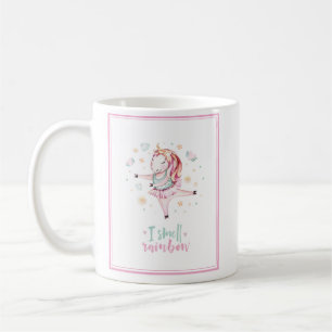 Girly Unicorn Pink Ballerina   I Smell Rainbows Koffiemok