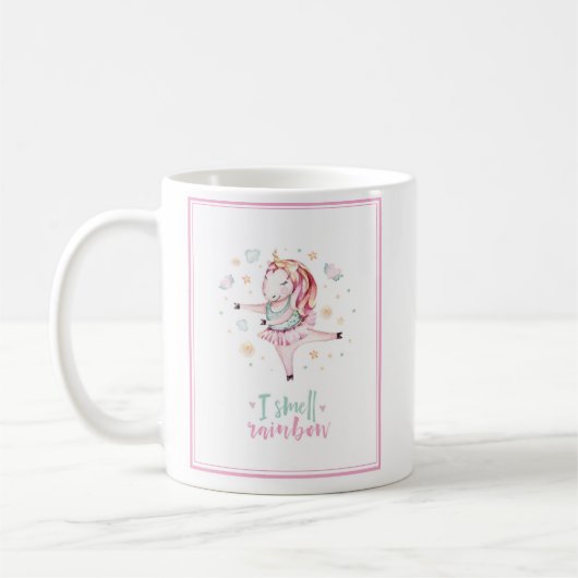 Girly Unicorn Pink Ballerina | I Smell Rainbows Koffiemok (Links)