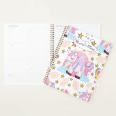 Girly Unicorn Rainbow Stars Aangepaste naam Planner (Display)