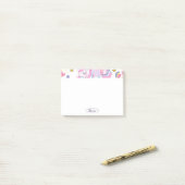 Girly Unicorn Rainbow Stars Aangepaste naam Post-it® Notes (Op bureau)