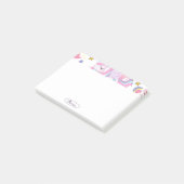 Girly Unicorn Rainbow Stars Aangepaste naam Post-it® Notes (Schuin)