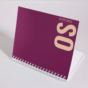Girly Unique Bourgondië Monogram Typografie Notitieboek