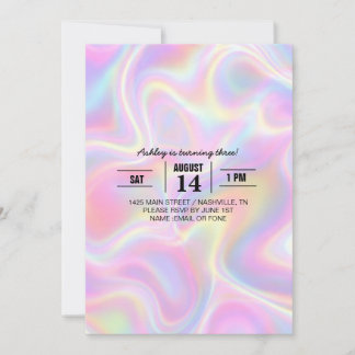 Girly Vibrant Pastel Holographic Swirl Design      Kaart